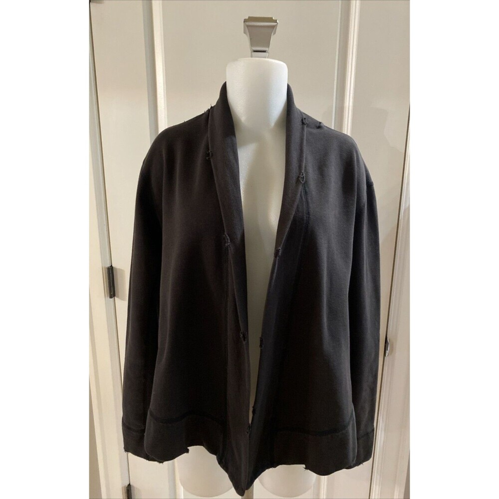 Standard James Perse Black Distressed Open Front Cardigan Sweatshirt -Size 2